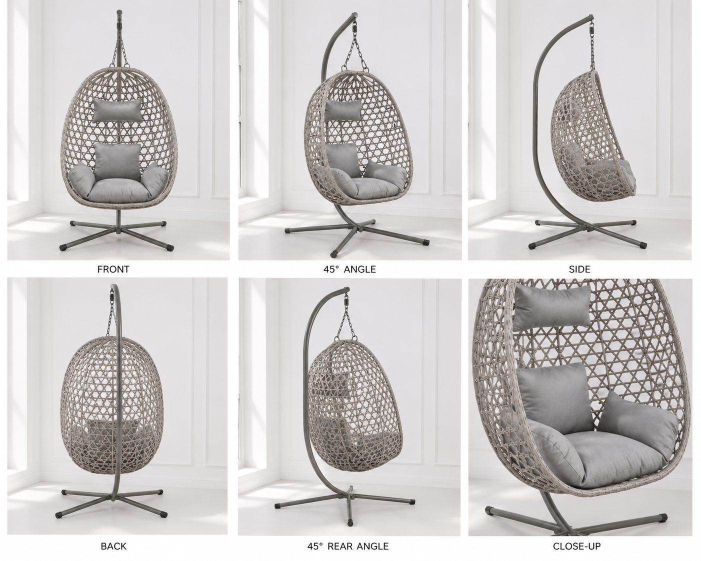 NEXT EGG CHAIR 3 COLOURS TO CHOOSE FROM - GREY/CHARCOAL/NATURAL - LIFT UPTO 130KG - 104*106*195 CM