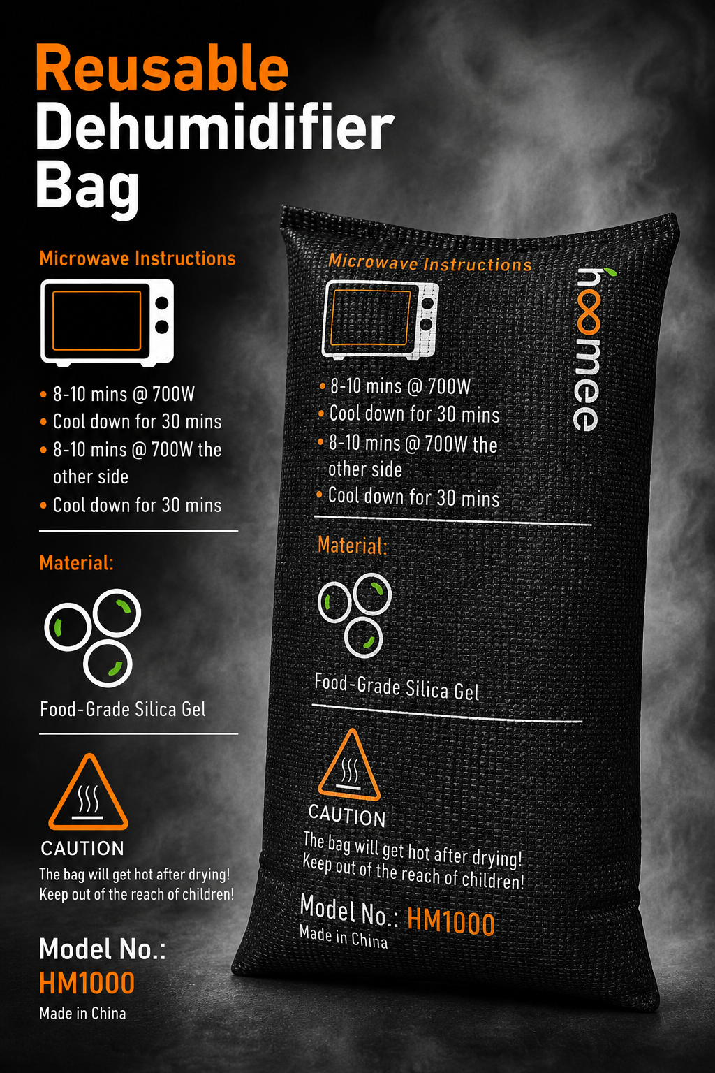 REUSABLE CAR DEHUMIDIFIER BAG - REUSE FOR 2 YEARS -1 KG BAG