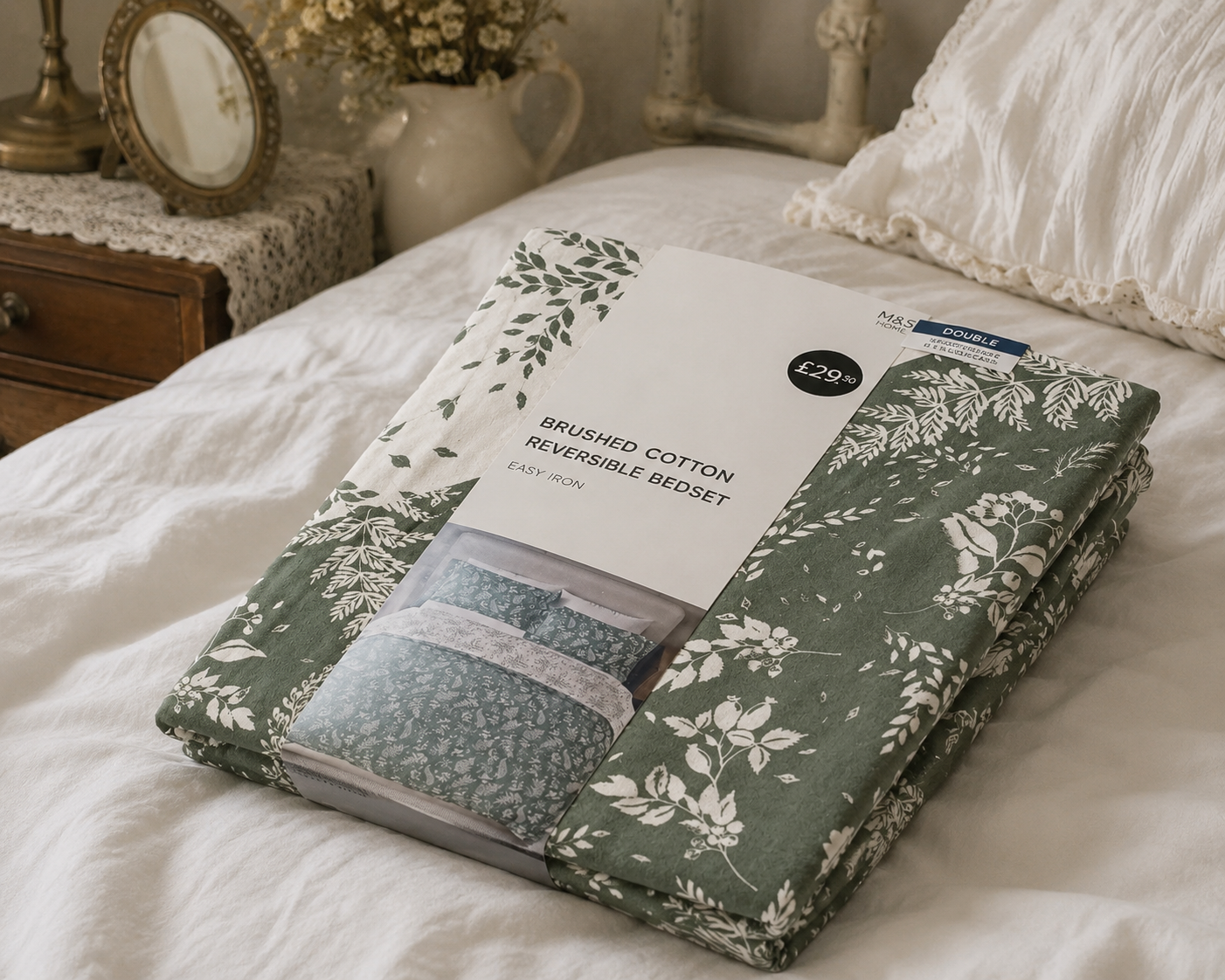 HIGH ST BRAND - BRUSHED COTTON BEDSET - DUVET COVER + 2 PILLOW CASES - DOUBLE