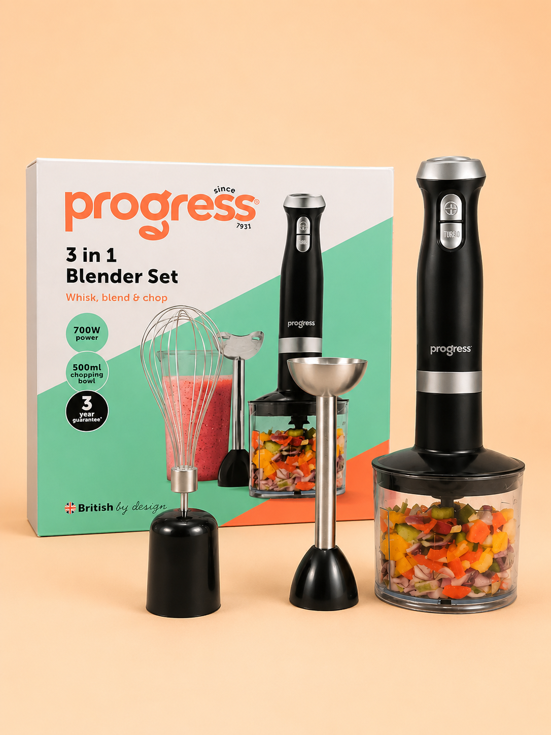 3 IN 1 BLENDER SET - WHISK,BLEND & CHOP