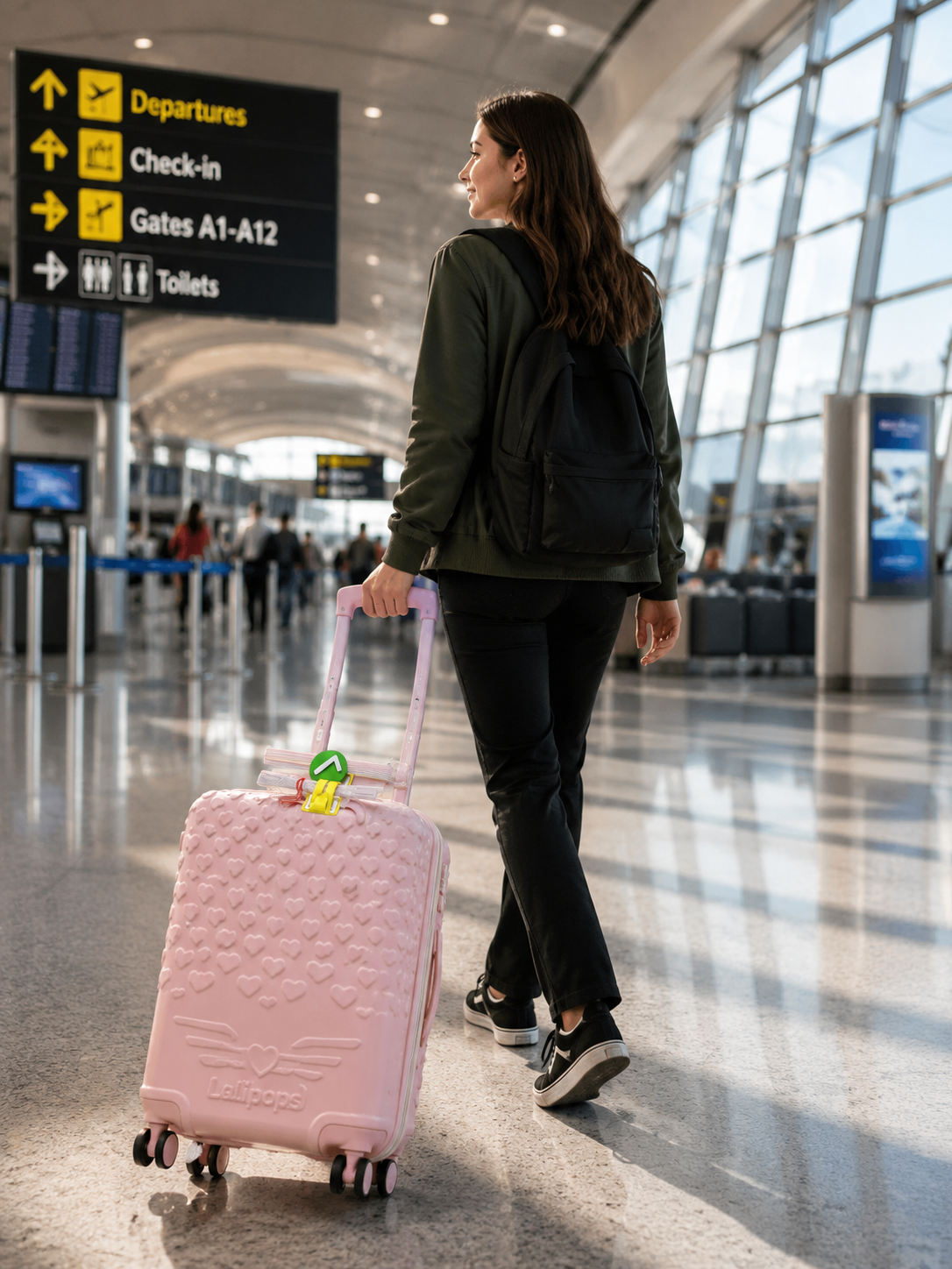 ABS LIGHTWEIGHT TROLLEY by Lollipos Paris- SET OF 1- Hard Shell, Travel 4 Wheels, Cabin Luggage Suitcase