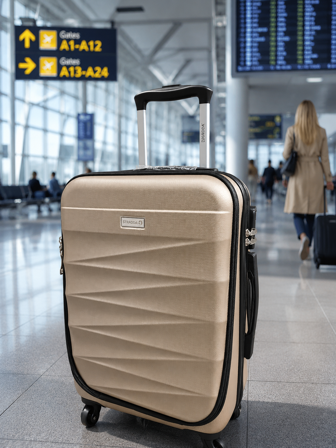 ABS LIGHTWEIGHT TROLLEY by Lollipos Paris- SET OF 1- Hard Shell, Travel 4 Wheels, Cabin Luggage Suitcase
