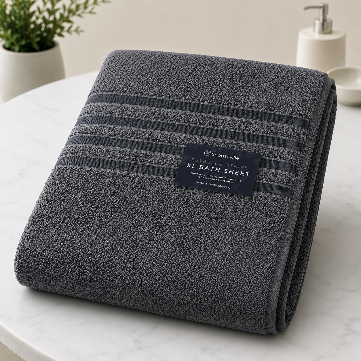 SNOOZEVILLE ESTRELLA STRIPE XL BATHSHEET - PACK OF 3 - 100% cotton