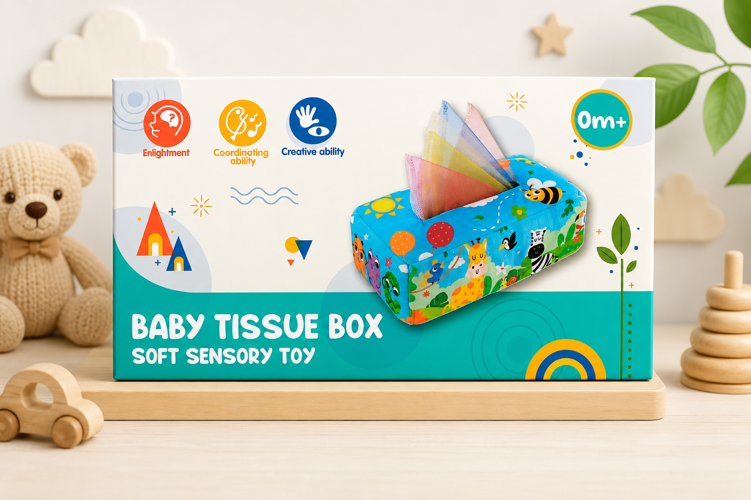 BABY TISSUE BOX - Soft Sensory Toy - Usable for 0months+