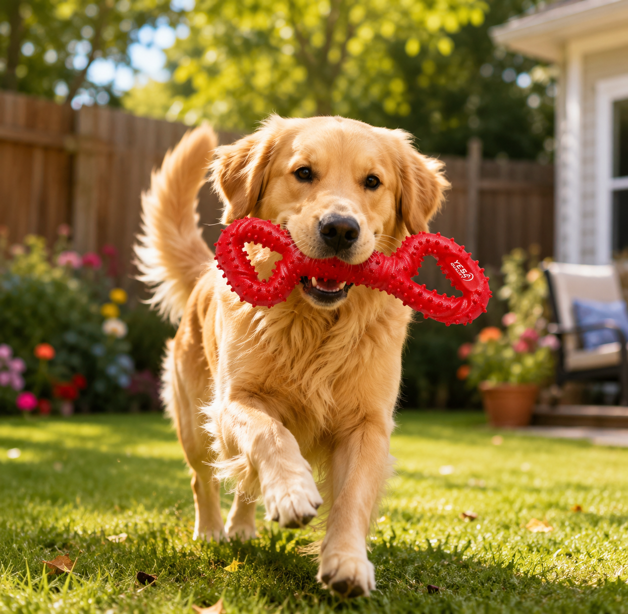 DOG CHEW TOY (RED COLOR)- YES4QUALITY Durable Chew Bone for Medium & Large Dogs - 33 cm, Red - Tough Rubber Tug-of-War Bone Pet Toy for Aggressive Chewers - Bumpy Design for Puppy Teething
