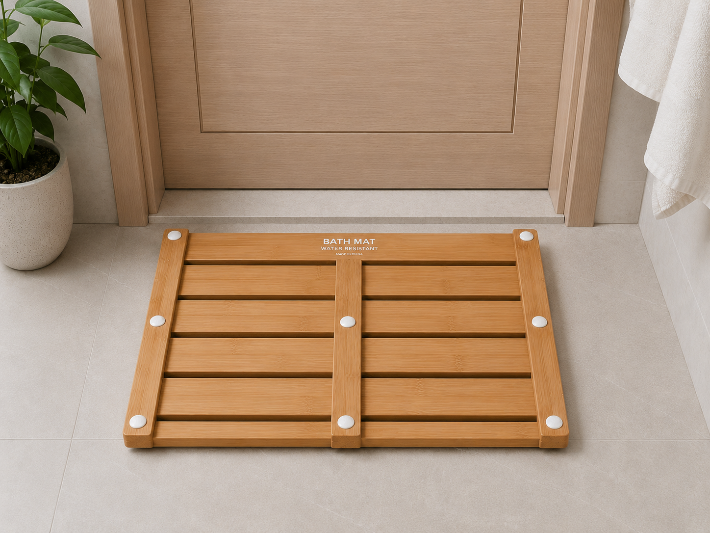BATHROOM WOODEN MAT + SOAP DISH -20*13 inches- made up of natural bamboo