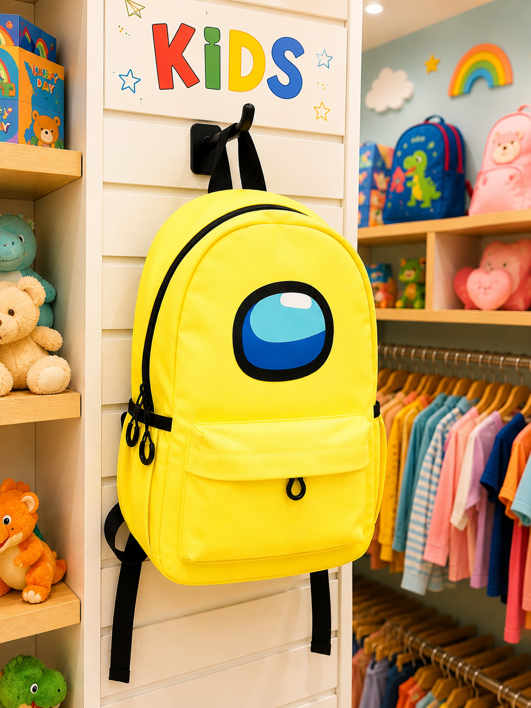 YELLOW KIDS BAG WITH EVIL EYE - MULTIPLE STORAGES