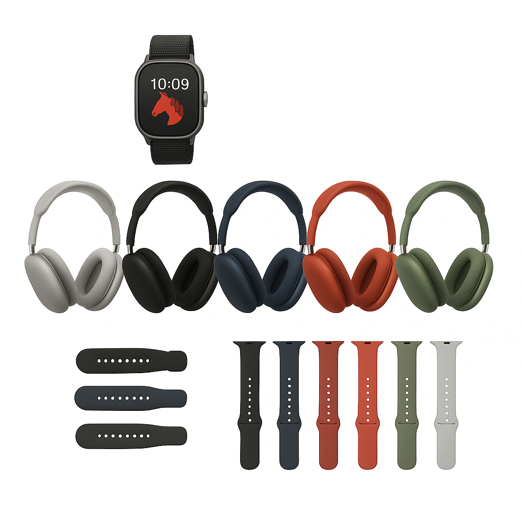 P9 Ultra 2 Wireless Headphones + Smart Watch Combo (7 Bands Included)