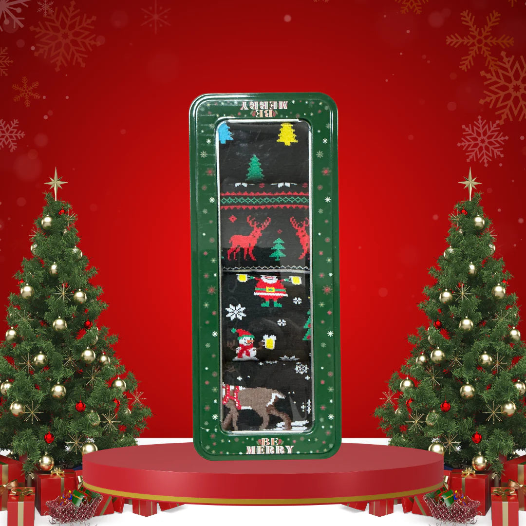 Christmas Exclusive Sock Gift Set – 4 Pairs in Festive Tin