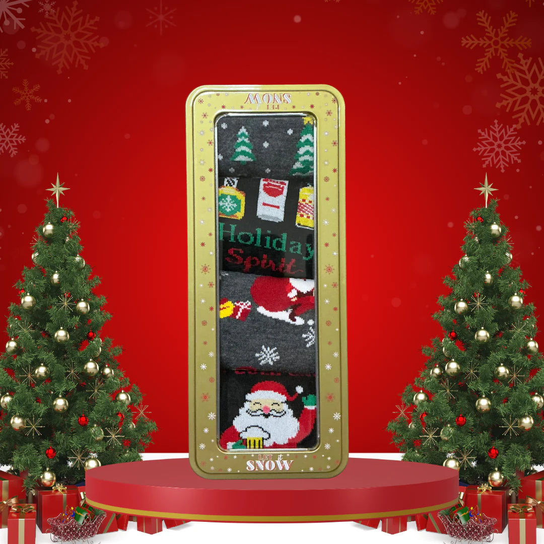 Christmas Exclusive Sock Gift Set – 4 Pairs in Festive Tin