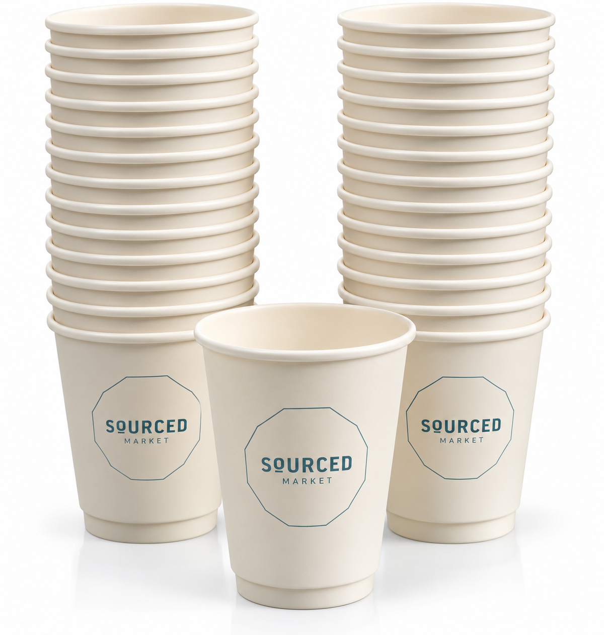 Sourced Market Disposable Paper Coffee Cups – Cream – Pack of 25