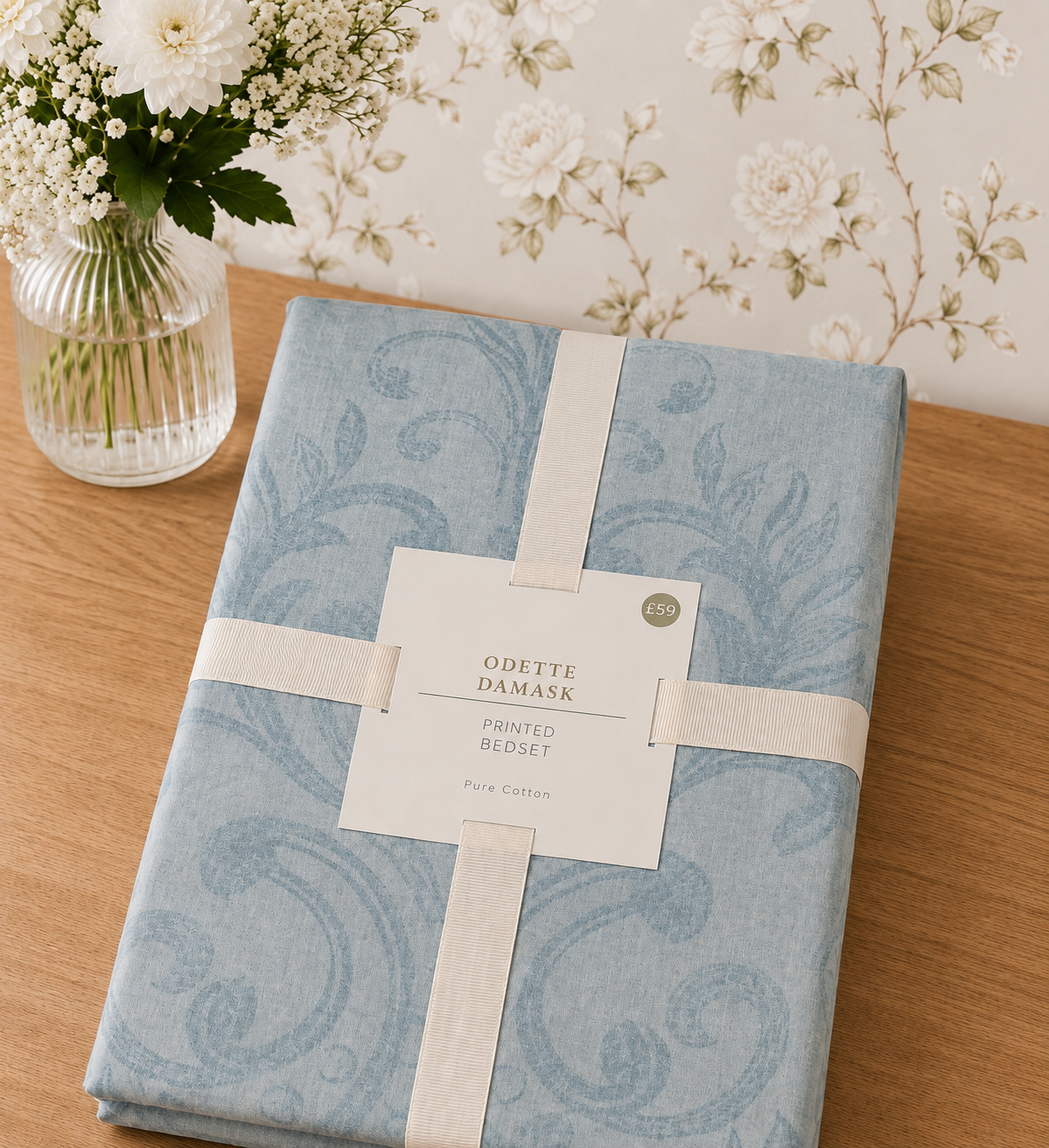 HIGH ST BRAND - PRINTED COTTON BEDSET - DUVET COVER + 2 PILLOW CASES - KING SIZE/DOUBLE