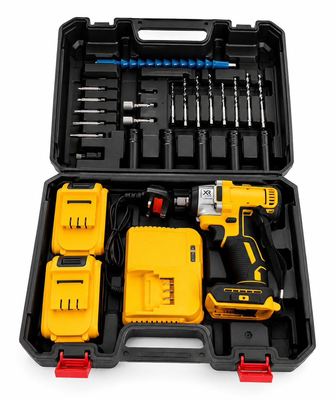 Cordless Impact Wrench / Driver Tool Kit with 2 Batteries, Charger, Drill Bits, Sockets & Carry Cas