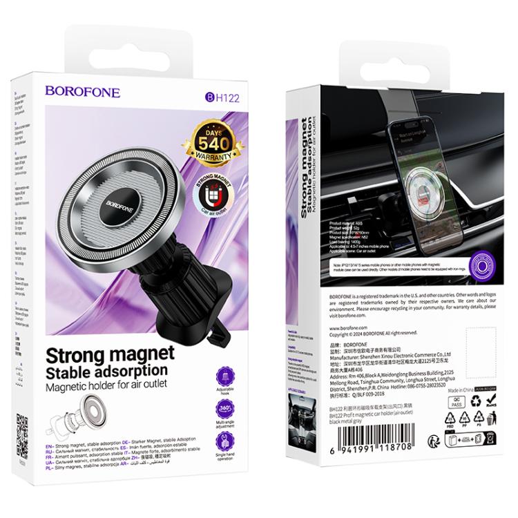 BOROFONE BH122 Magnetic Car Phone Holder – Air Vent Mount with 360° Rotation