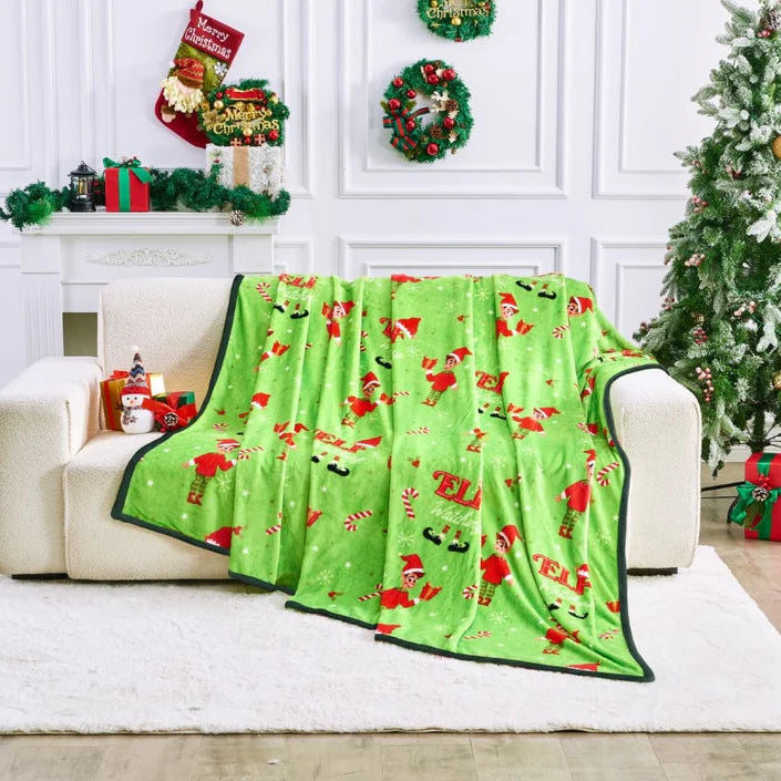 Elf on the Shelf Xmas Flannel Sherpa Throw 150 x 230 CM