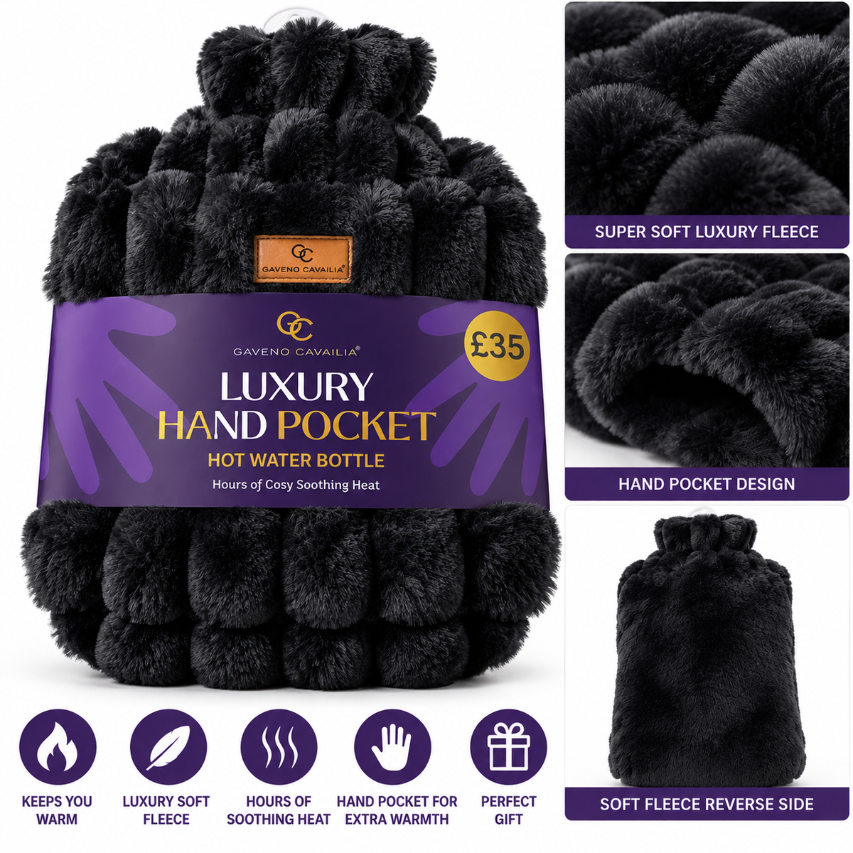 Gaveno Cavailia Luxury Hand Pocket Hot Water Bottle – Super Soft Faux Fur – available different colours