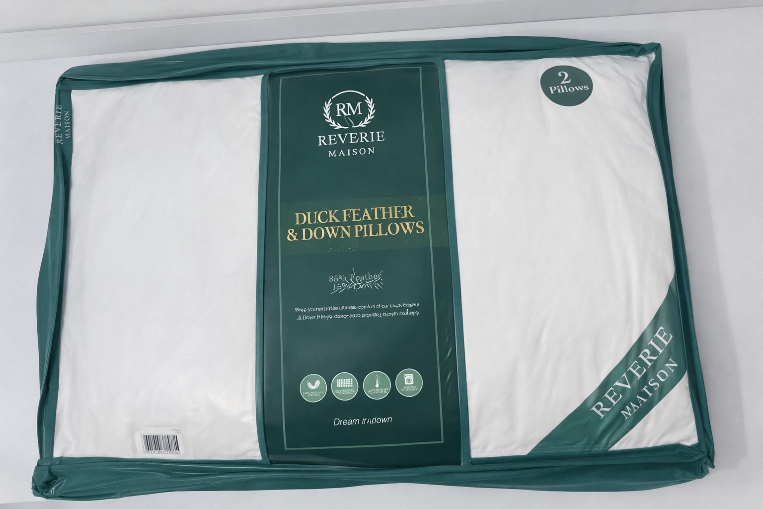 Reverie Maison Luxury Duck Feather & Down Pillows Pair