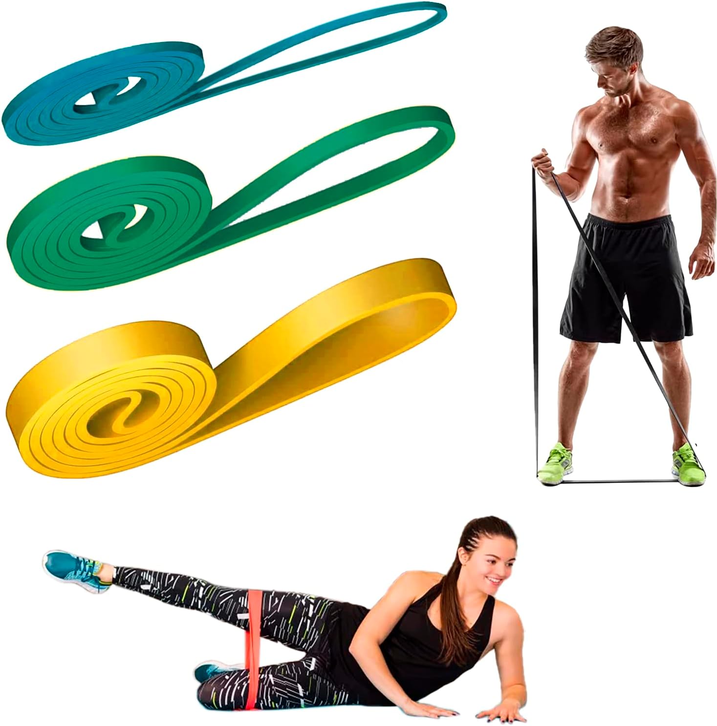 Set of 3 Training Band Elastic Resistance Bands for Fitness Crossfit Training Gym Equipment for Males and Females 5-15-25kg