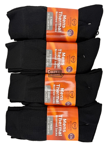 Pack of 4 Mens Work & Thermal Brushed Socks 20 Pairs by Reverie Maison