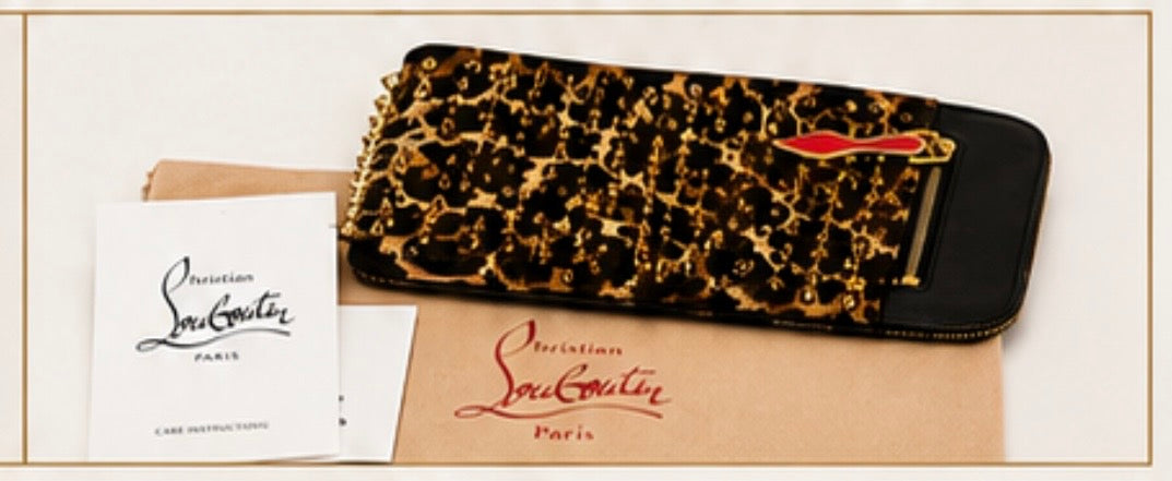 Christian Louboutin Loubiposh Leopard Print Spike Clutch Bag – Authentic Luxury Statement Piece - PRELOVED