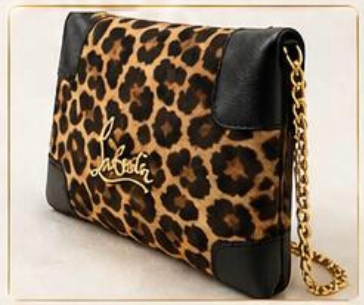 Christian Louboutin Leopard Print Chain Clutch – Luxury Designer Shoulder Bag - PRELOVED