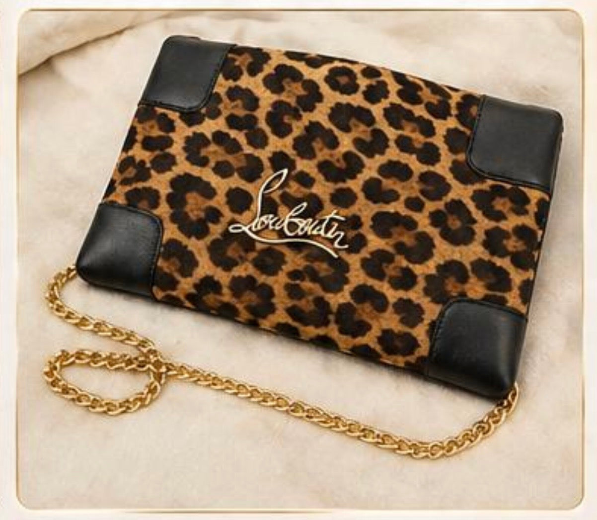 Christian Louboutin Leopard Print Chain Clutch – Luxury Designer Shoulder Bag - PRELOVED