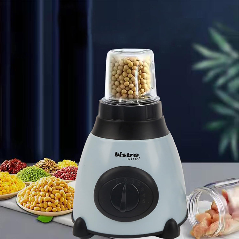 Bistro Chef 2-in-1 Ice Nuts Crushing Mixer Blender 850W Made from Glass & Stainless Steel (Blue)