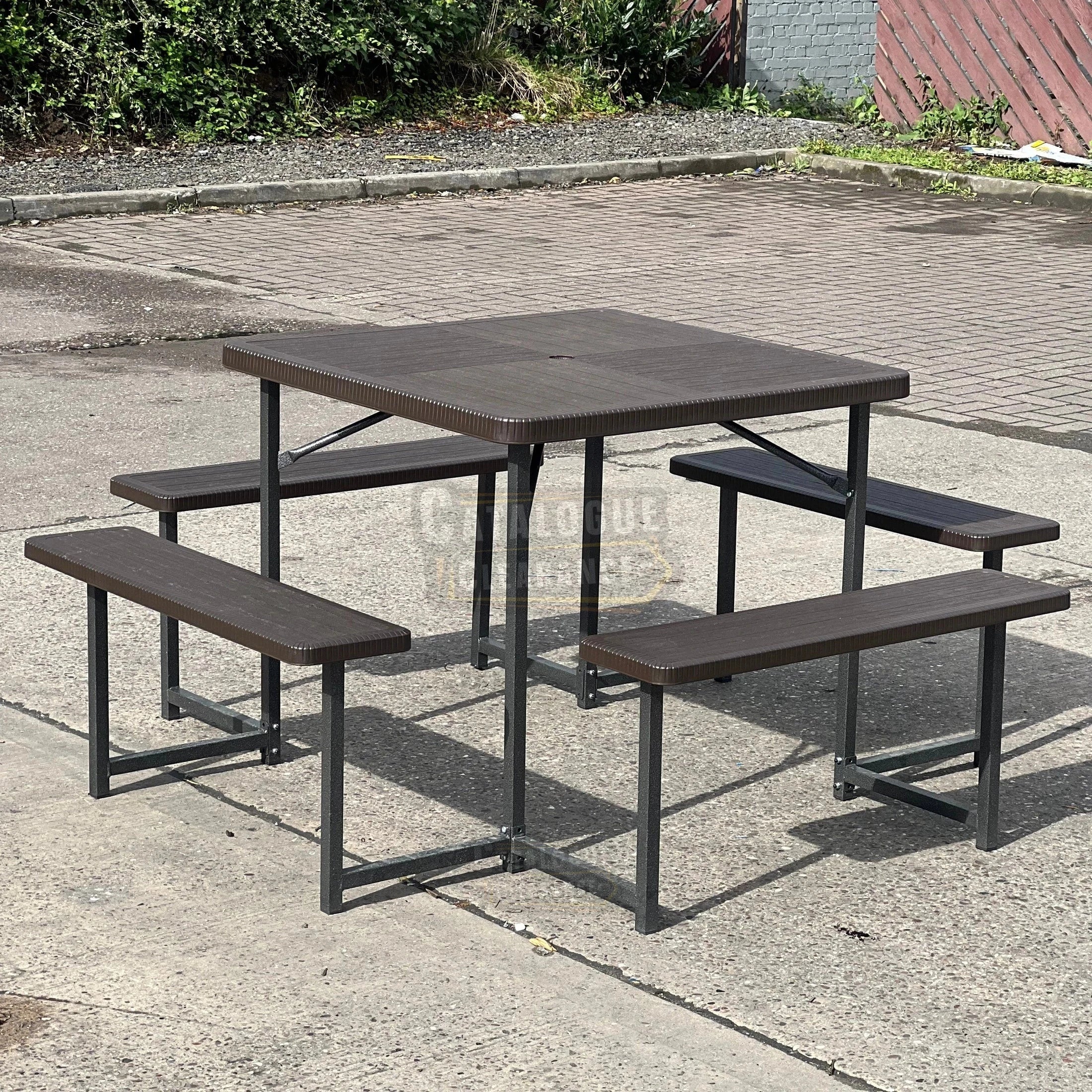 34-Inch Square Picnic Table Set with 4 Benches