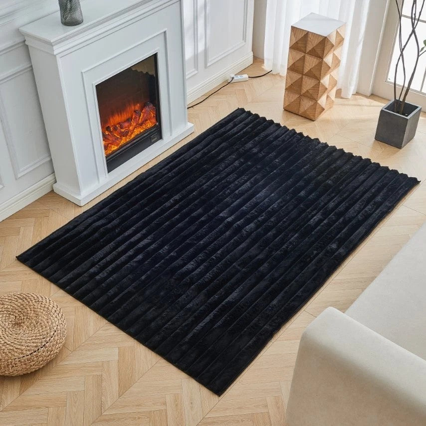 Large Ribbed Comfort Rug – Faux Fur Shum with Anti-Slip PVC Backing