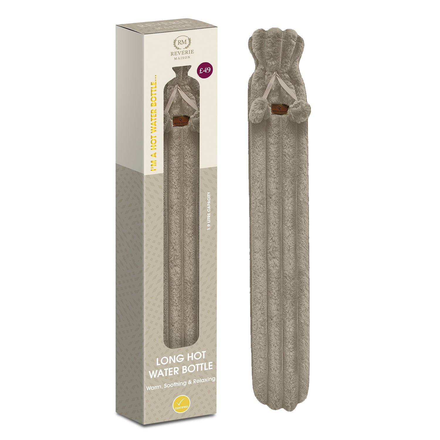 Reverie Maison Long Hot Water Bottle – Soft Cable Knit Sleeve for Comfort & Warmth