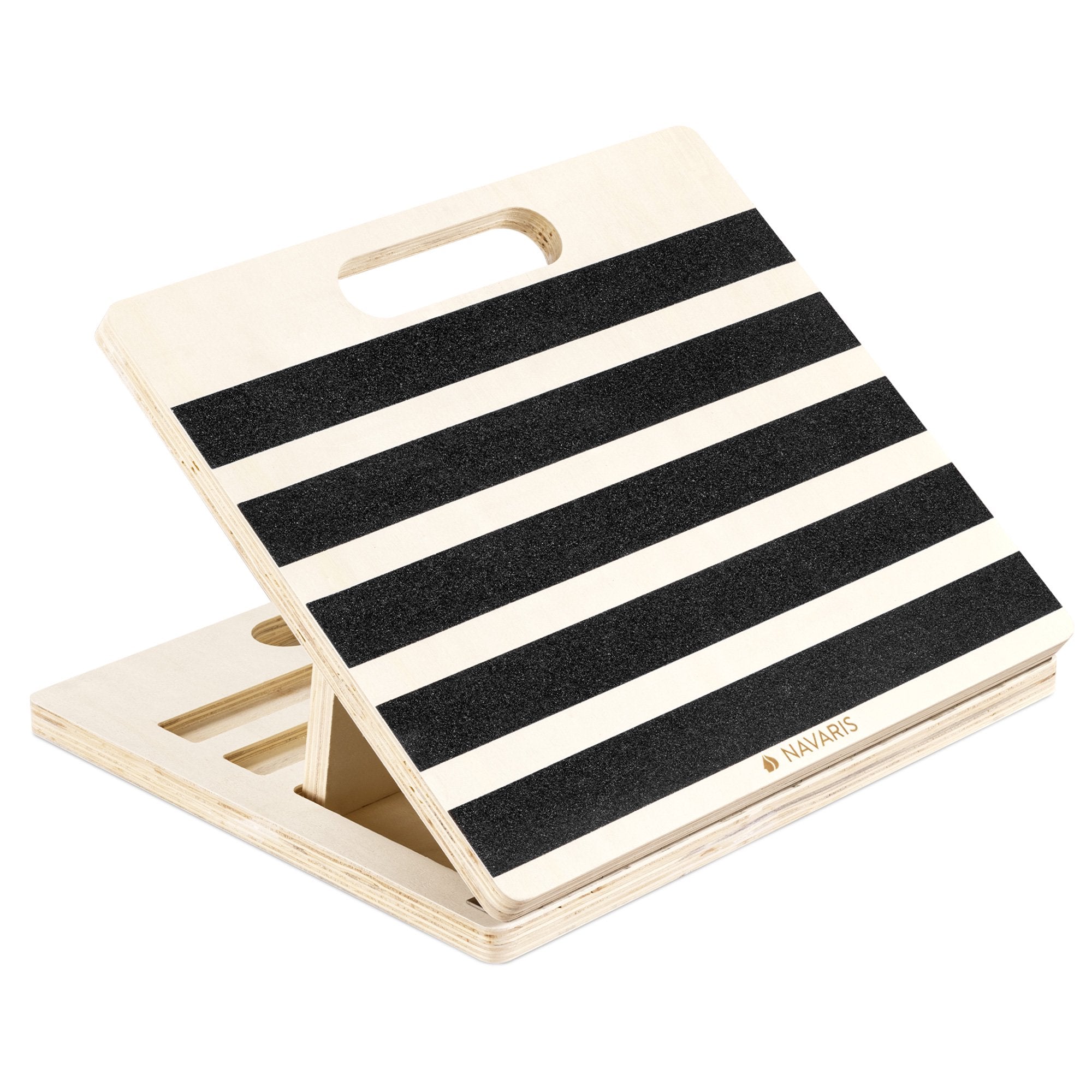 Navaris Adjustable Wooden Slant Board β Calf Stretcher Incline Board with Anti-Slip Grip β Foldable Exercise Wedge