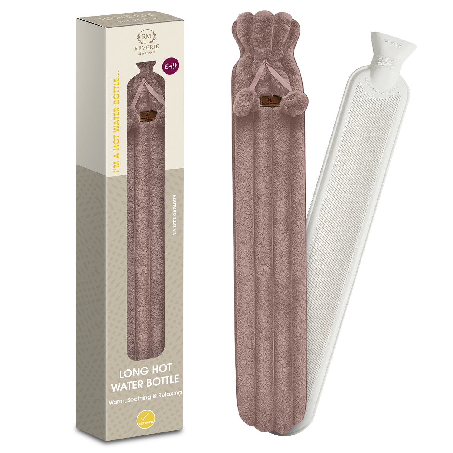 Reverie Maison Long Hot Water Bottle – Soft Cable Knit Sleeve for Comfort & Warmth