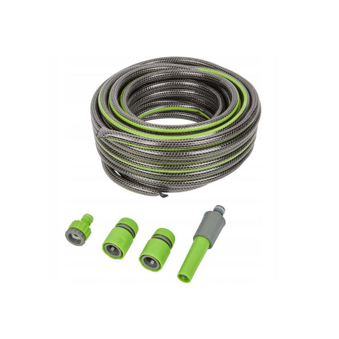 Reinforced Garden Hose 17.5m with Coupling Set & Connectors – Max 8 Bar
