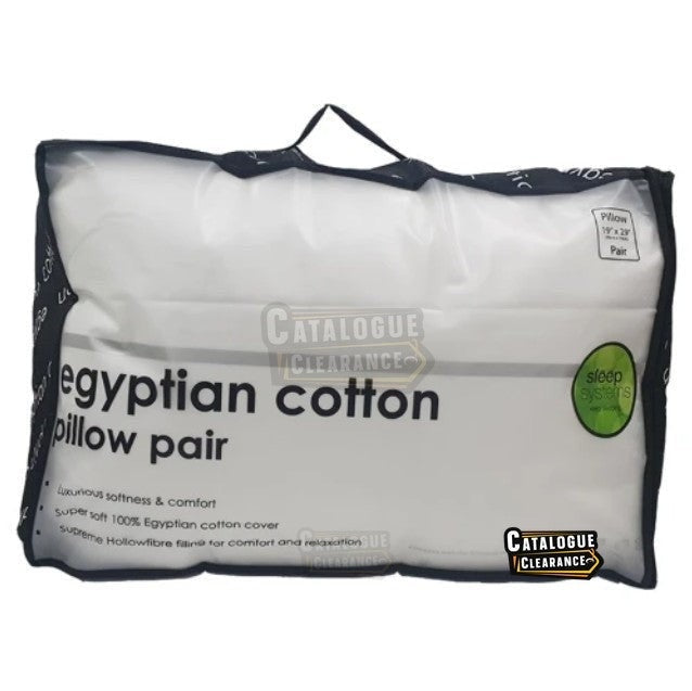 Luxury Egyptian Cotton Pillows – 100% Cotton, Medium Firm Support, 2-Pack