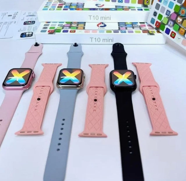 T10 Mini Smartwatch – Touch Screen, Bluetooth Calls, Wireless Charging, Multi-Sport Fitness Tracker with 2 Bands