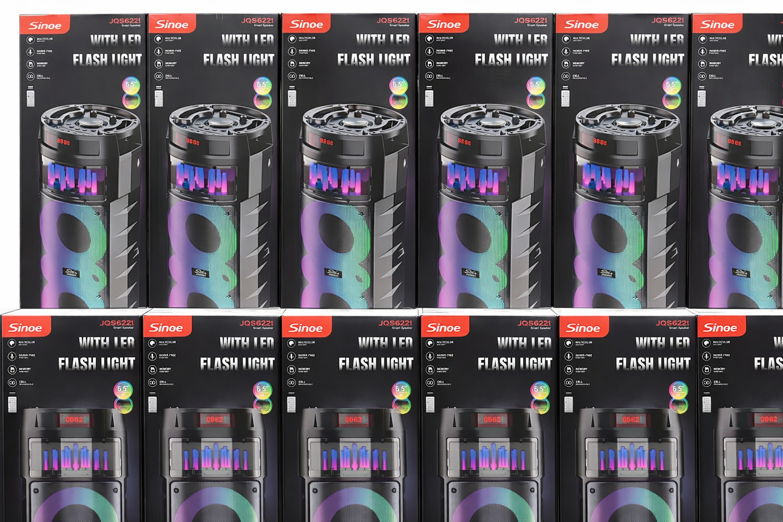 Bulk Deal - 4 LED Party Speaker JQS6221 – Bluetooth Speaker with Flash Light