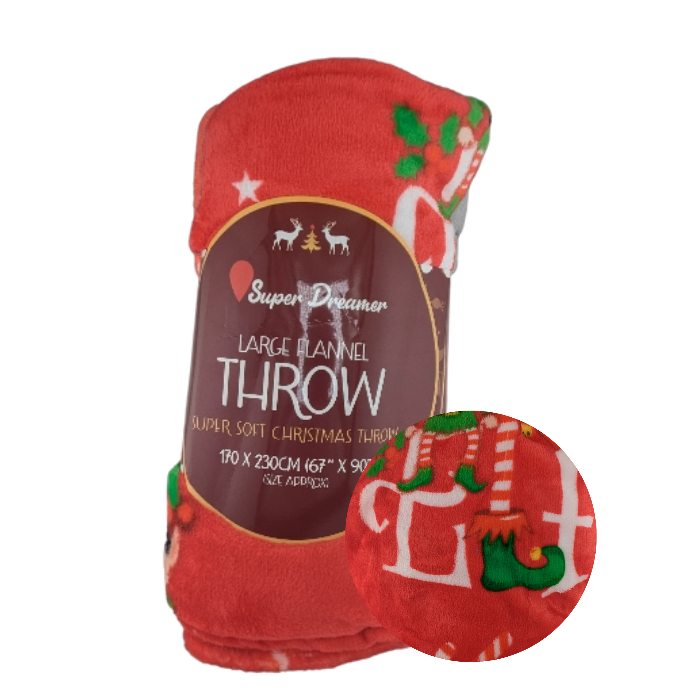 Super Dreamer Large Flannel Christmas Throw – 170 x 230cm Super Soft Festive Blanket