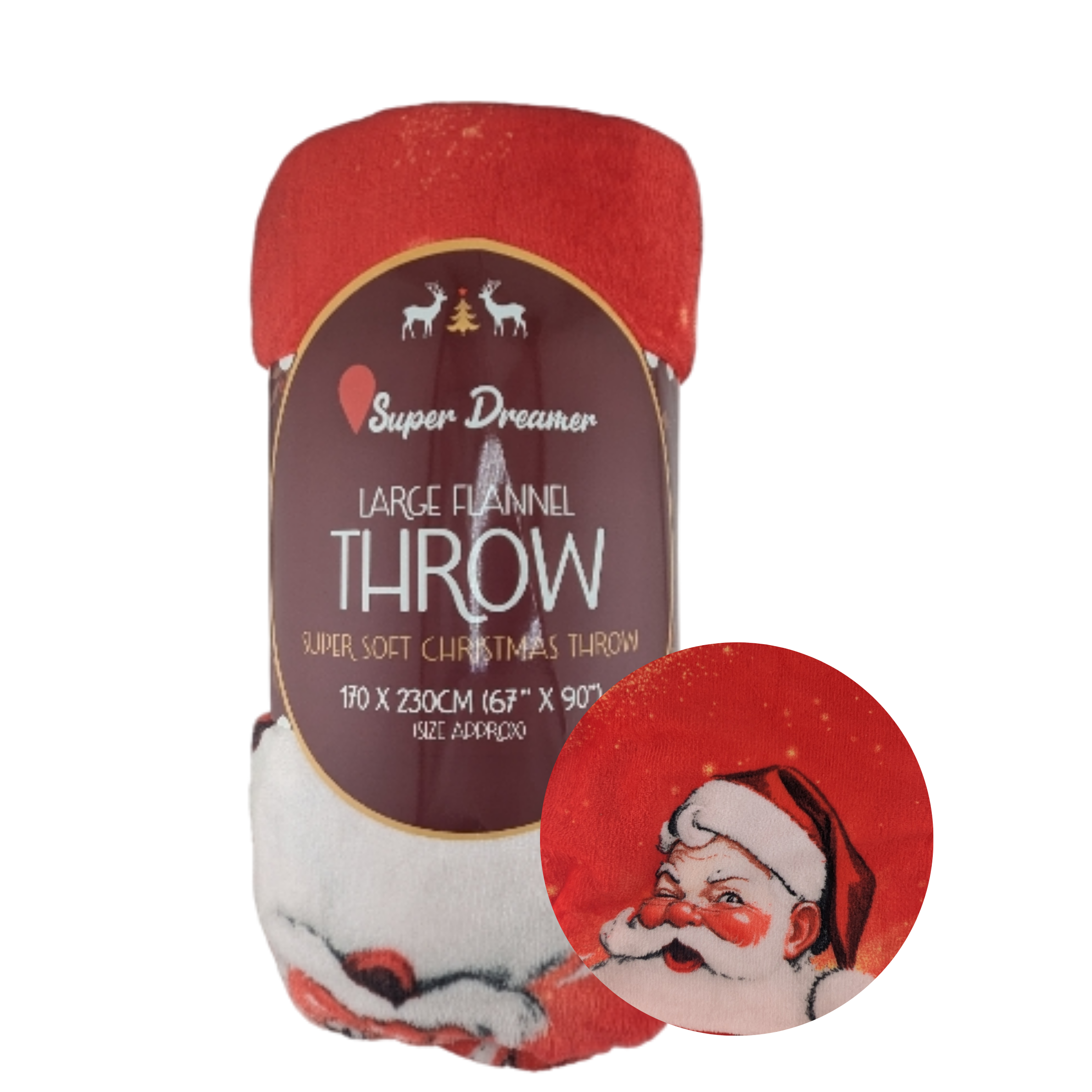 Super Dreamer Large Flannel Christmas Throw – 170 x 230cm Super Soft Festive Blanket