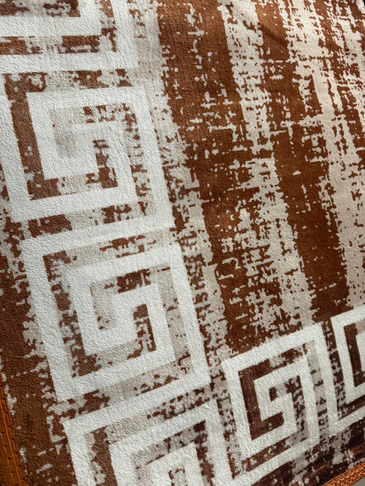 Modern Geometric Area Rug – Brown & Beige Textured Pattern Carpet for Living Room & Bedroom