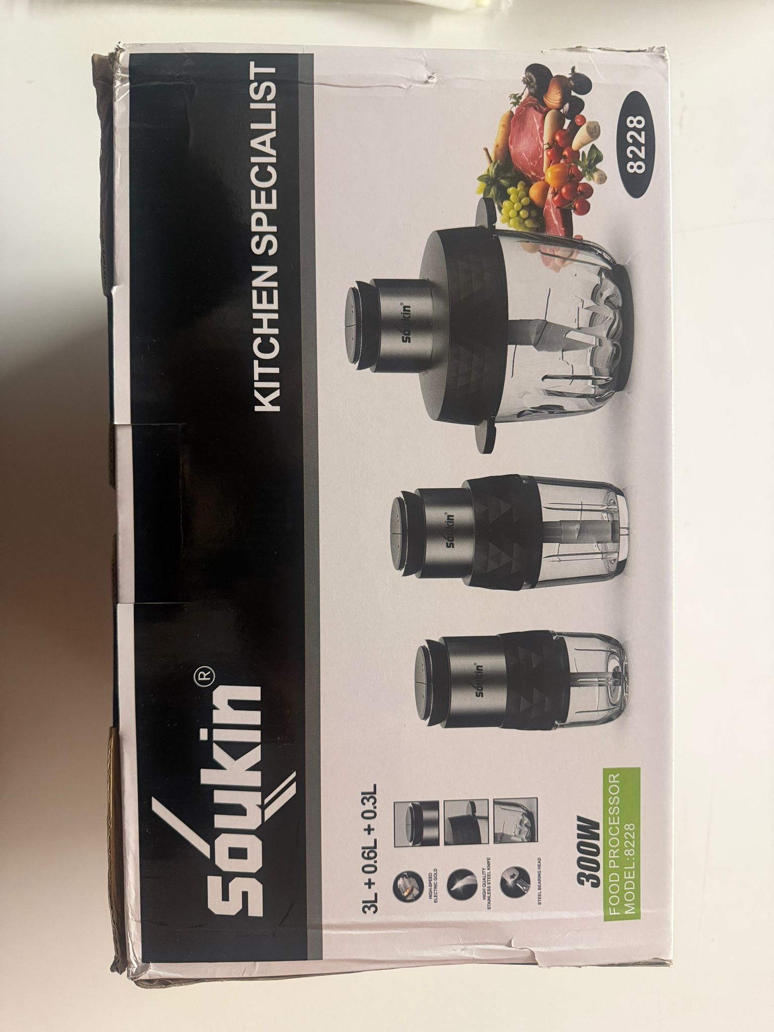 300W Multifunctional Electric Food Processor & Mini Chopper Set – 3L + 0.6L + 0.3L Bowls, Stainless Steel Blades