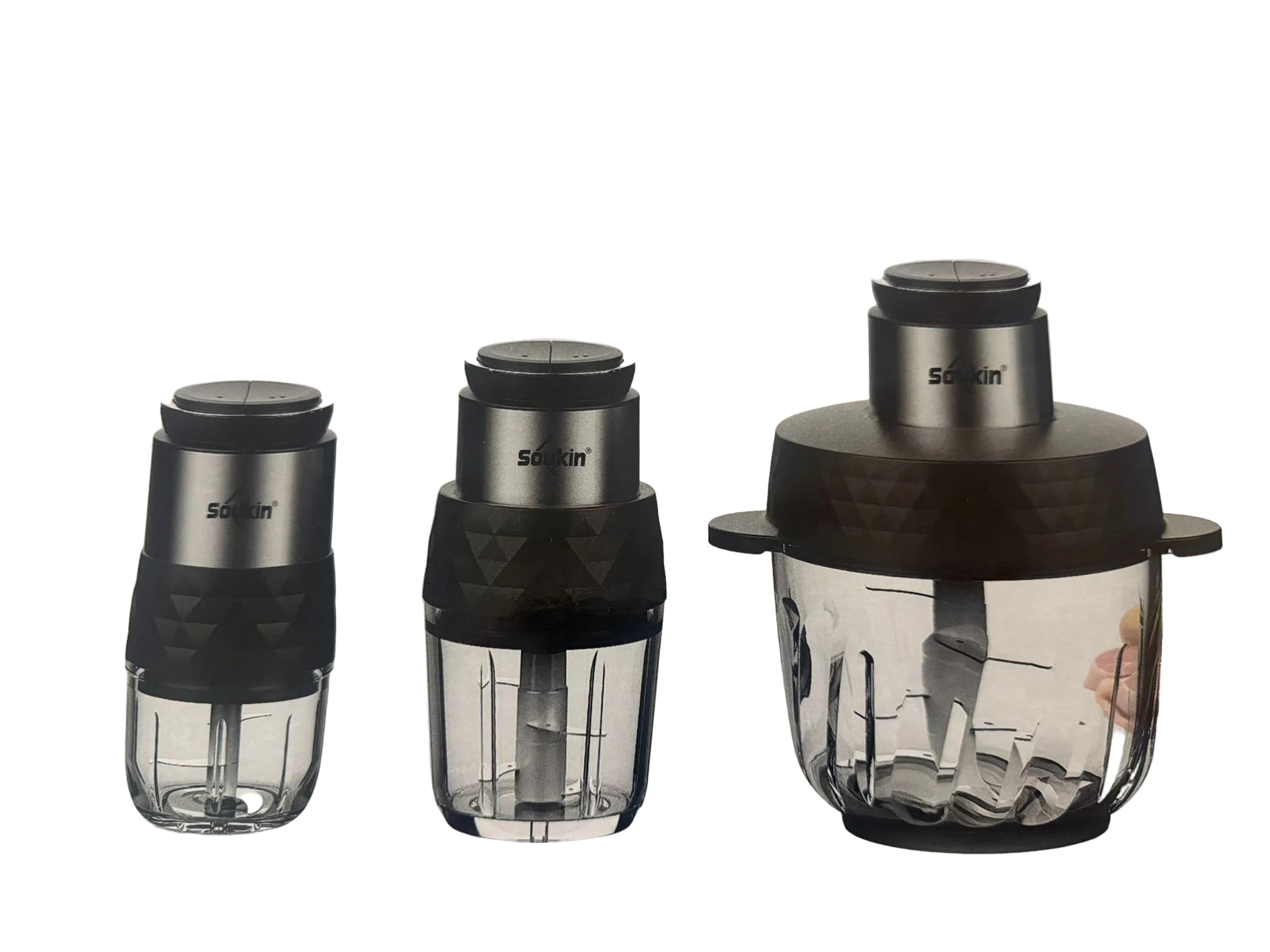 300W Multifunctional Electric Food Processor & Mini Chopper Set – 3L + 0.6L + 0.3L Bowls, Stainless Steel Blades