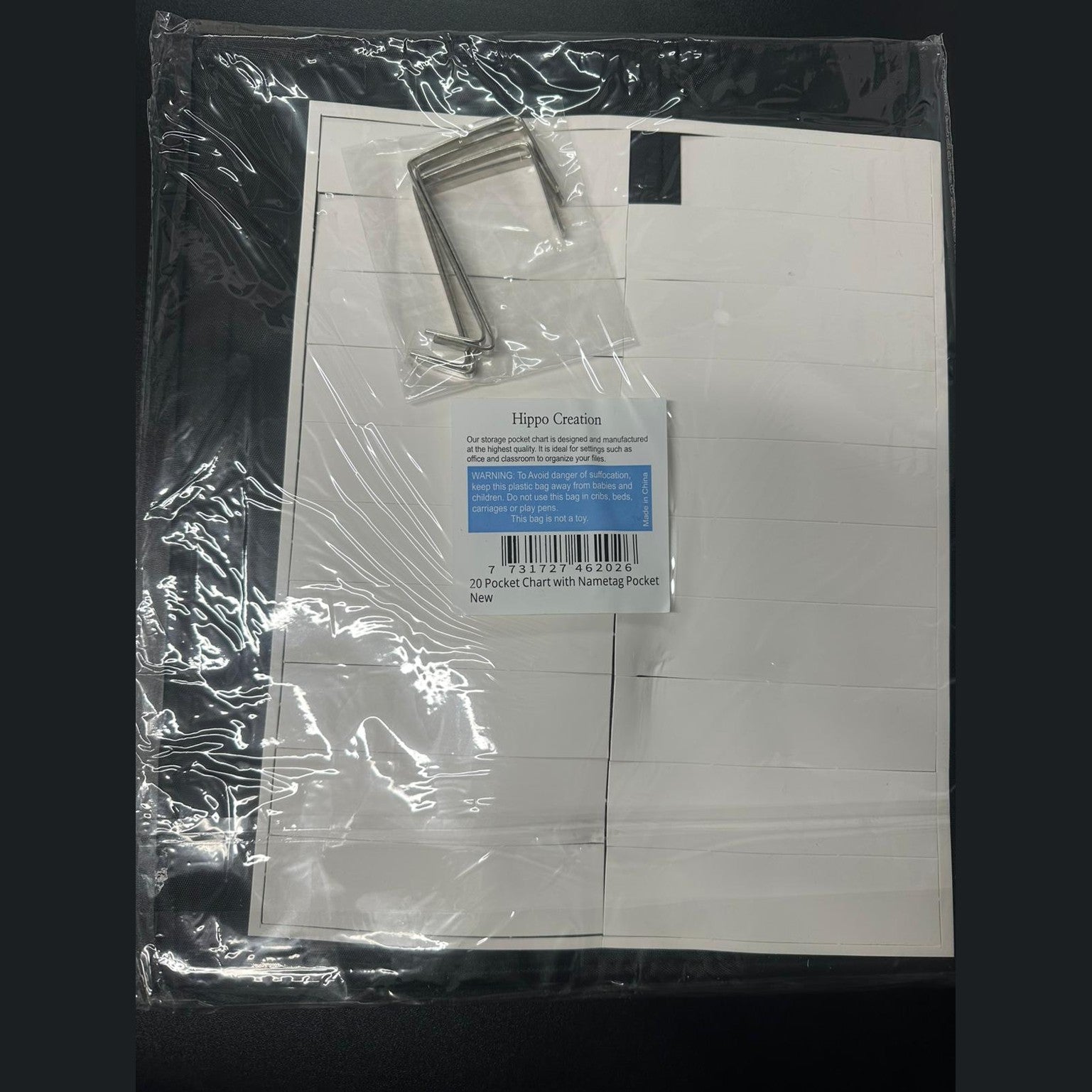 Hippo Creation 20 Pocket Chart – Hanging Organizer with Nametag Pocket