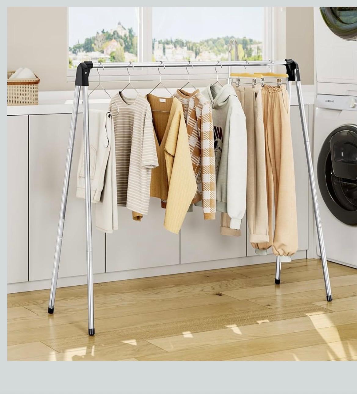 Foldable Chrome Clothes Rail – Portable Garment & Clothing Rack