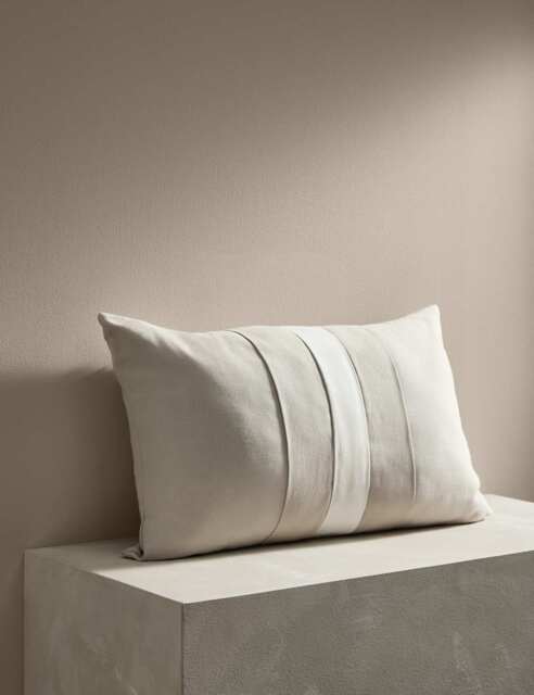 Kelly Hoppen High Street Pure Cotton Double Layer Bolster Cushion – Taupe Decorative Accent Cushion