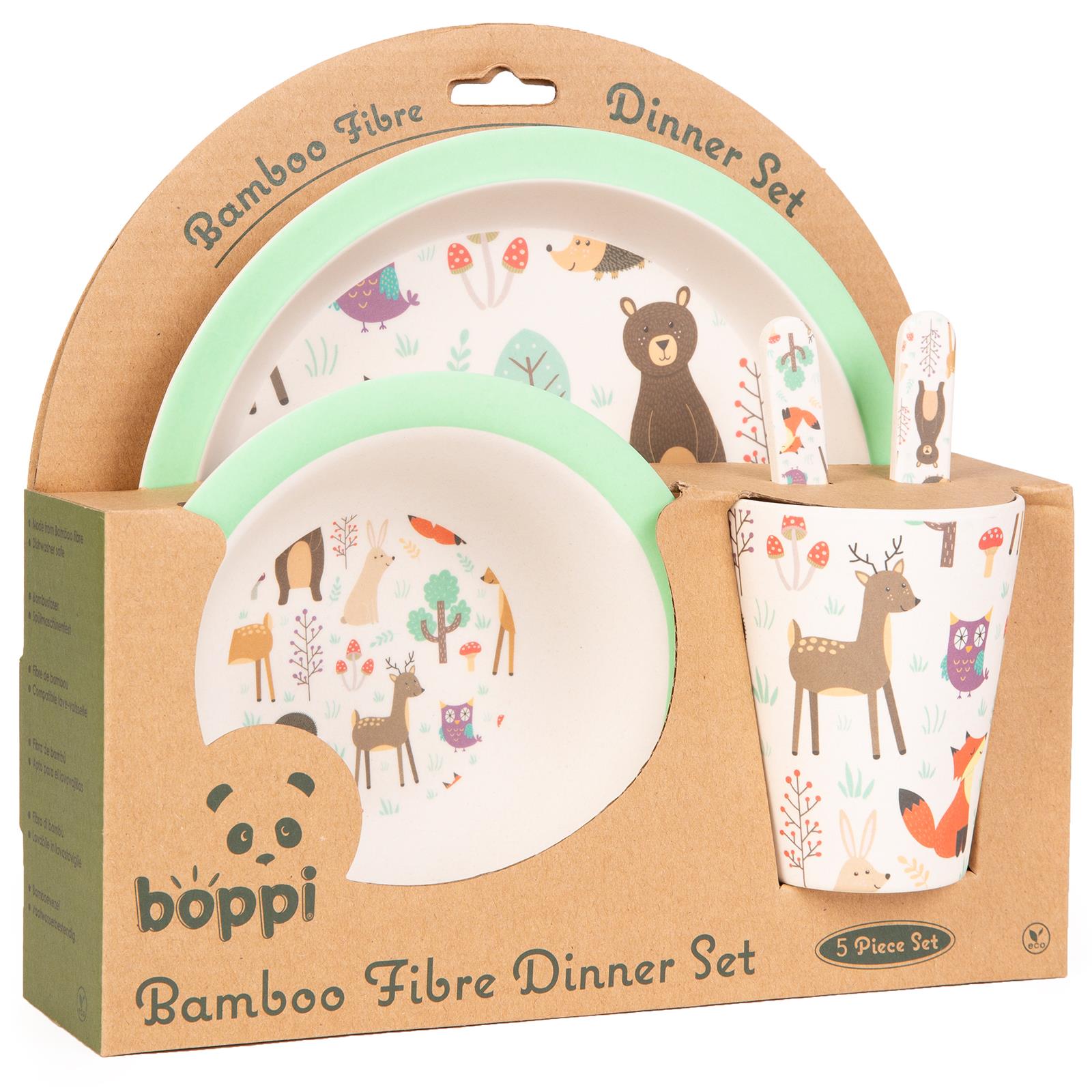 Boppi Toddler Bamboo Fibre Dinner Picnic Set 5-Piece Tableware
