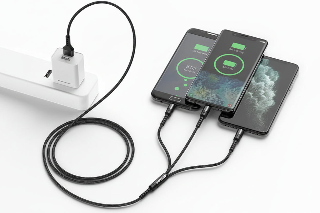 GADz Essentials 3-in-1 Charging Cable (1.2m) – Lightning, Micro USB & Type-C Fast Charging Cable
