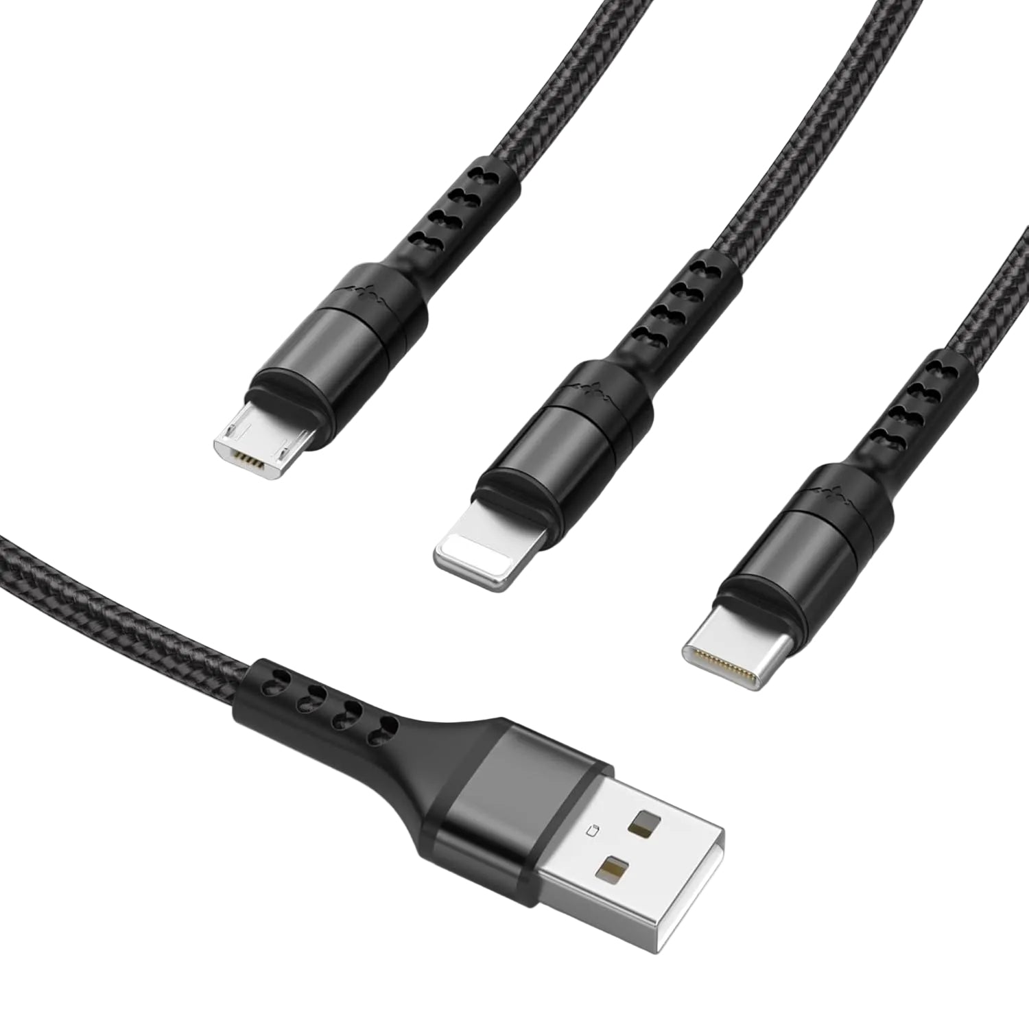 GADz Essentials 3-in-1 Charging Cable (1.2m) – Lightning, Micro USB & Type-C Fast Charging Cable