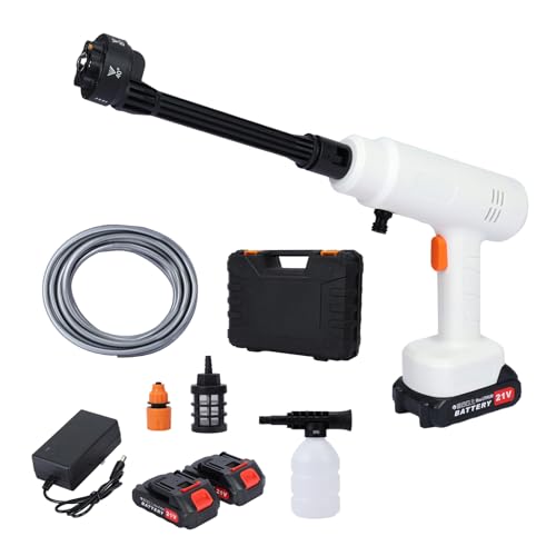 Cordless Pressure Washer, 6-in-1 Nozzle Portable Battery Powered Pressure Washer Handheld with 2*Battery Powered, 6L/min Portable High Pressure Cordless Power Washer for Car/Floor/Patio Cleaning.