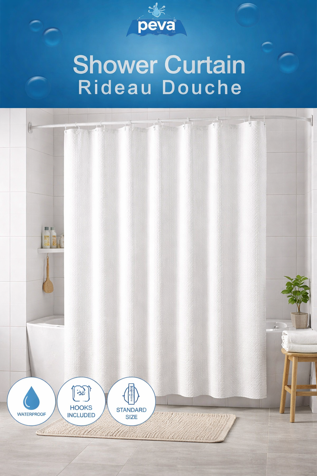 Snoozeville PEVA Shower Curtain — 50 Pack (Bulk Buy)