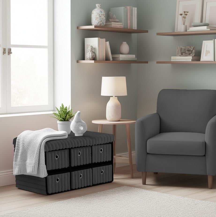 Gaveno Cavailia ribbed luxe 6 drawer ottoman chest